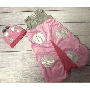 Baby Aspen 0-6M Pink Ladybug Sleep Sack And Hat costume